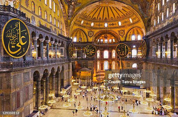 turkey, istanbul, haghia sophia mosque interior - hagia sophia stock-fotos und bilder