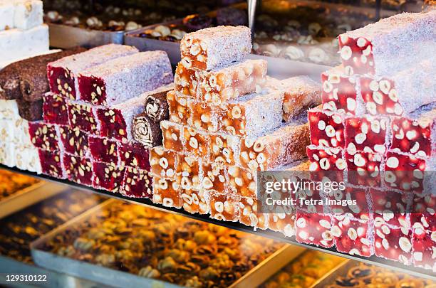 turkey, istanbul, baklava, turkish delight - turkish delight stock pictures, royalty-free photos & images