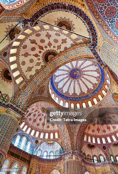 turkey, istanbul, sultanahmet mosque interior - istanbul blue mosque stock pictures, royalty-free photos & images