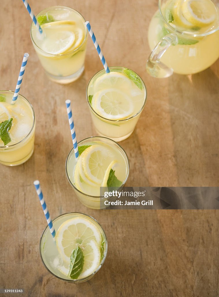 Close up of glasses with lemonade
