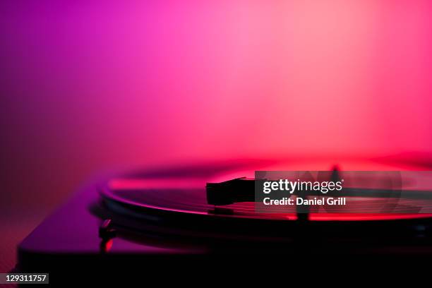 close up of turntable on pink background - record music stock pictures, royalty-free photos & images