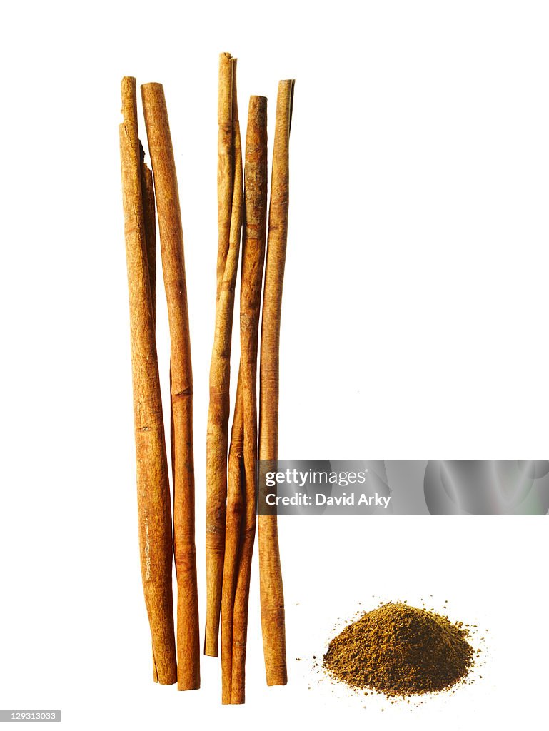 Studio shot of cinnamon sticks