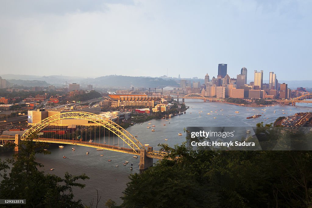 USA, Pennsylvania, Pittsburgh after heavy rain late afternoon