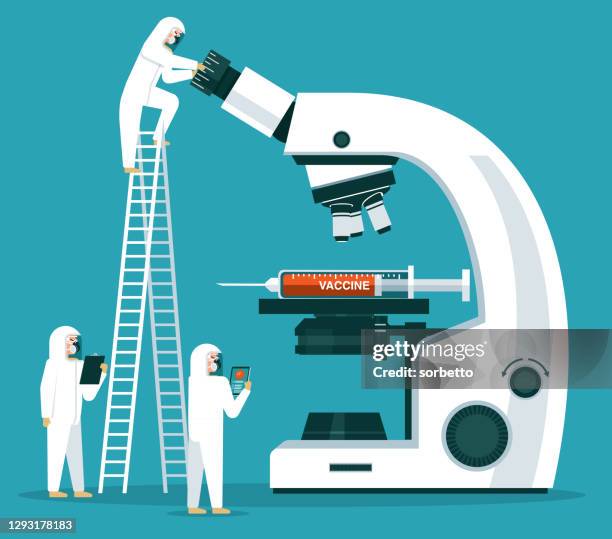 scientists analyzing - vaccine - microbiologist stock illustrations