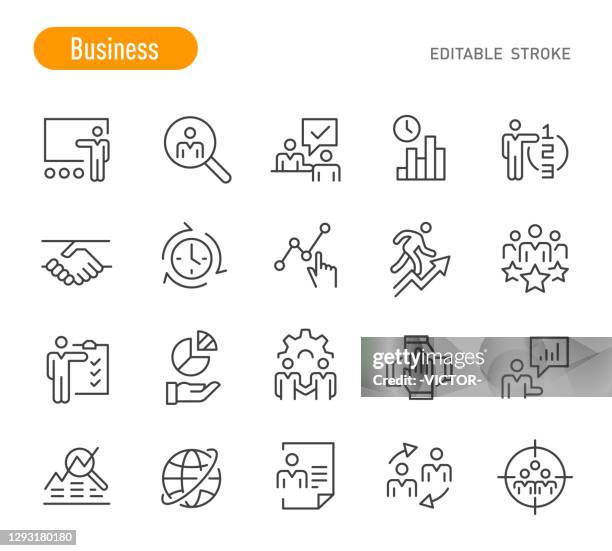 ilustrações de stock, clip art, desenhos animados e ícones de business icons - line series set - editable stroke - financial target