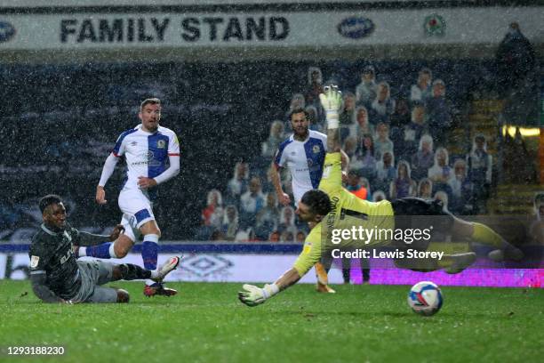 Joe Rothwell of Blackburn Rovers scores their team's first goal during the Sky Bet Championship match between Blackburn Rovers and Sheffield...