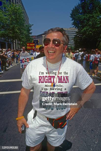 Members of various Gay and Lesbian groups walk south on Connecticut Ave on their way to Freedom Plaza during the Lesbian and Gay Freedom Festival...