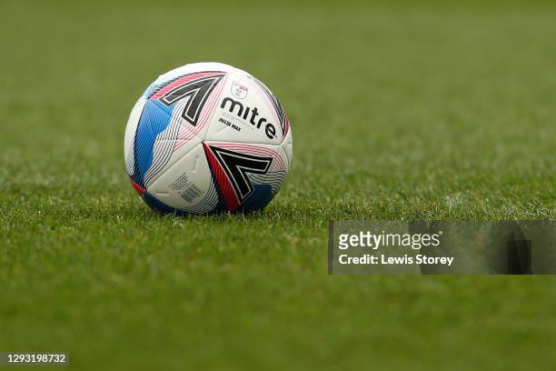 Detailed view of the official EFL match ball is seen prior to the Sky Bet Championship match between Blackburn Rovers and Sheffield Wednesday at...