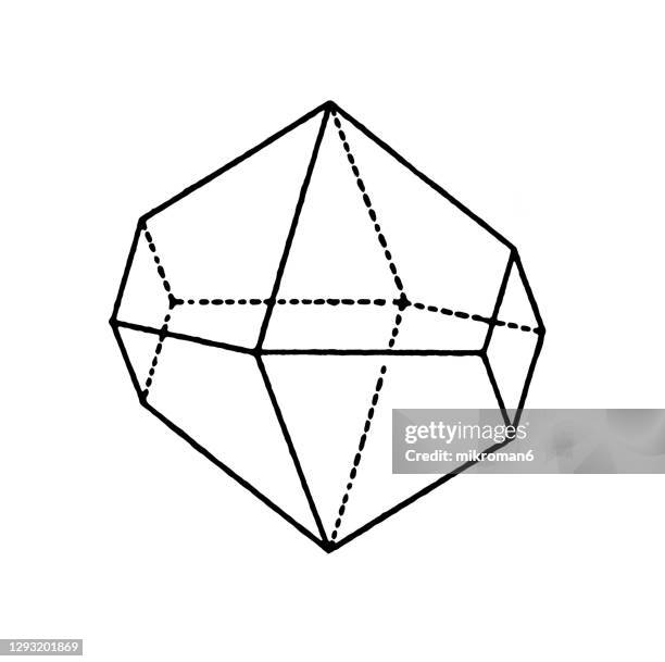 antique illustration of rhombohedral (trigonal) crystal system - formula 1 個照片及圖片檔