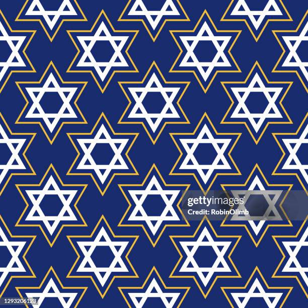 gold and and white star of david seamless pattern - textile patch stock illustrations