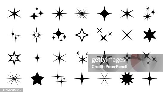 Sparkle Star Icon Set - Vector Stock Illustratie. Verschillende vormen van sterren, sterrenbeelden, sterrenstelsels Sparkle Star Icon Set - Vector Stock Illustratie. Verschillende vormen van sterren, sterrenbeelden, sterrenstelsels