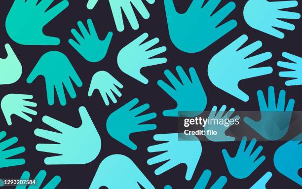 seamless hands background - hand print outline stock illustrations