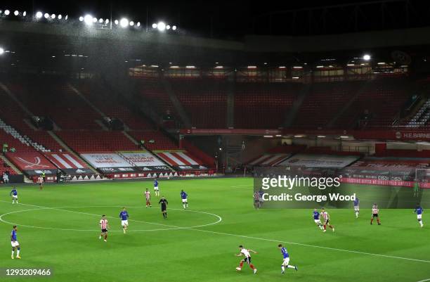 General view inside the stadium during the Premier League match between Sheffield United and Everton at Bramall Lane on December 26, 2020 in...