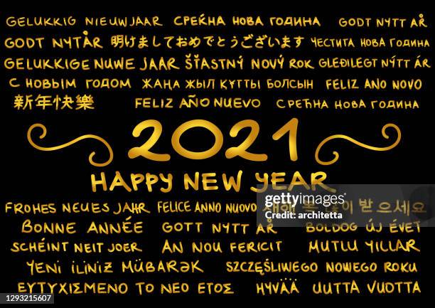 happy new year 2021 handwriting greetng - russian language stock illustrations