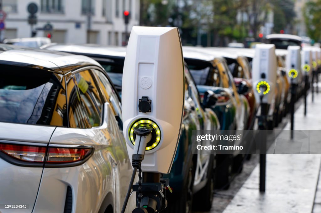 Public charging points on a street