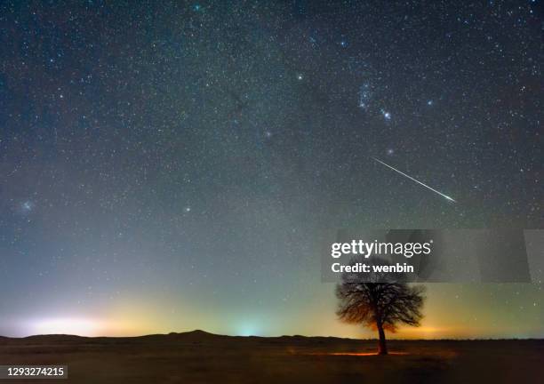 the geminid meteor shower - star trails stock pictures, royalty-free photos & images