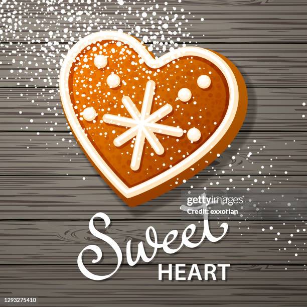 sweetheart cookie - icing sugar stock illustrations