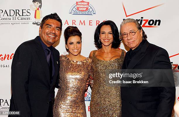 George Lopez, Eva Longoria, Alejandra Guzman and Edward James Olmos arrive at the Padres Contra El Cancer annual gala at Tropicana Las Vegas on...