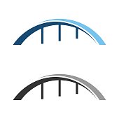 Teks sumber Bridge Logo design template. creative abstract bridge. vector icon illustration