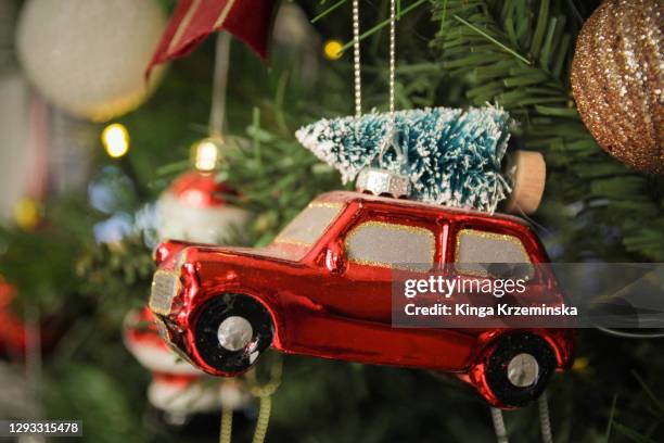 car- christmas tree decoration - christmas travel stock pictures, royalty-free photos & images