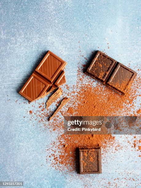 chocolate, set of dark chocolate pieces, - caramel block stock pictures, royalty-free photos & images