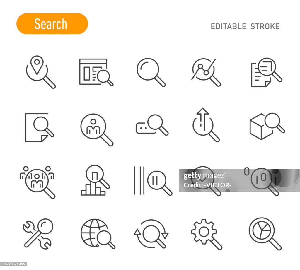 Sök ikoner - Linjeserie - Redigerbart stroke