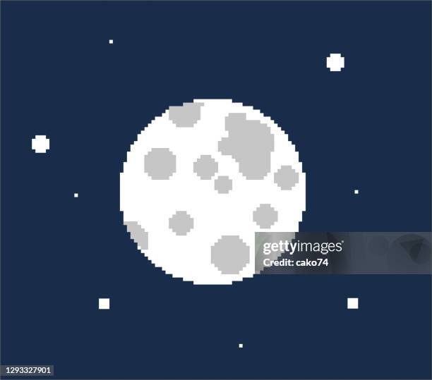 pixel moon stock illustration - midnight stock illustrations