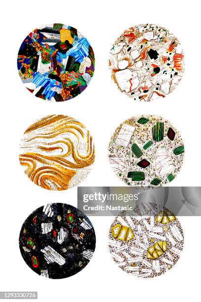 microscopic view of various rocks ,stones ,minerals - sandstone background stock illustrations