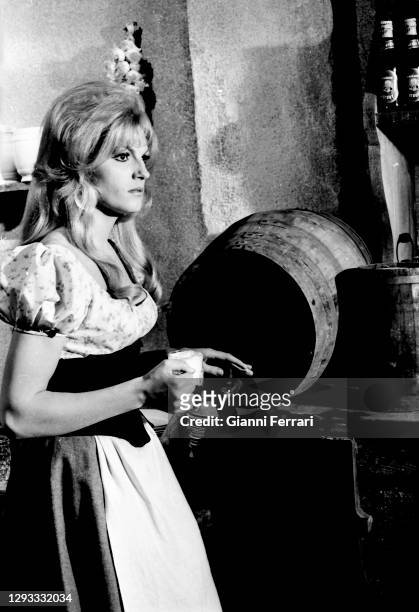 Argentine actress Rossana Yanni during the filming of “Frankestein’s Bloody Terror”, Madrid, Spain, 1968.