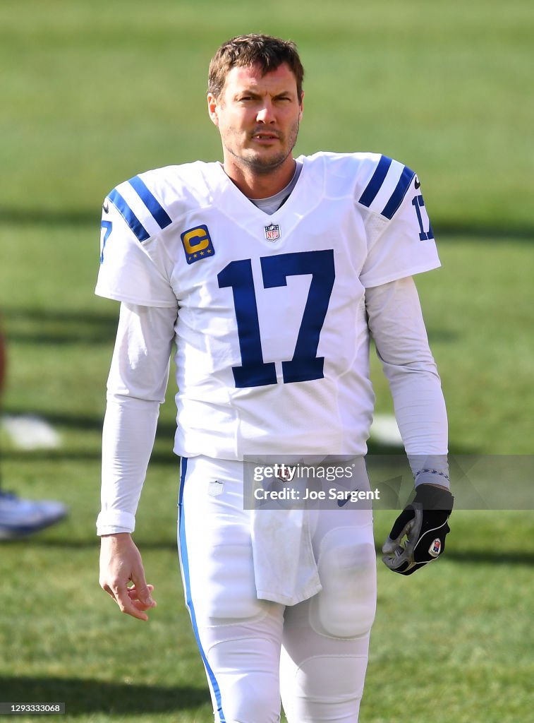 Derek Rivers Quarterback Philip Rivers of the Indianapolis Colts looks on during ...