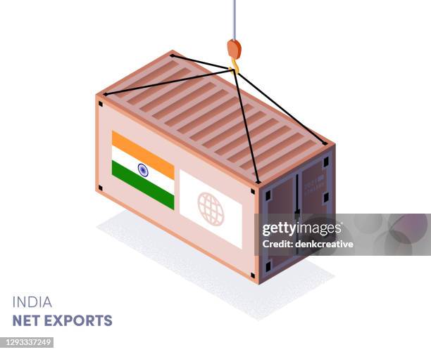 india export & import vector graphic - container stock illustrations