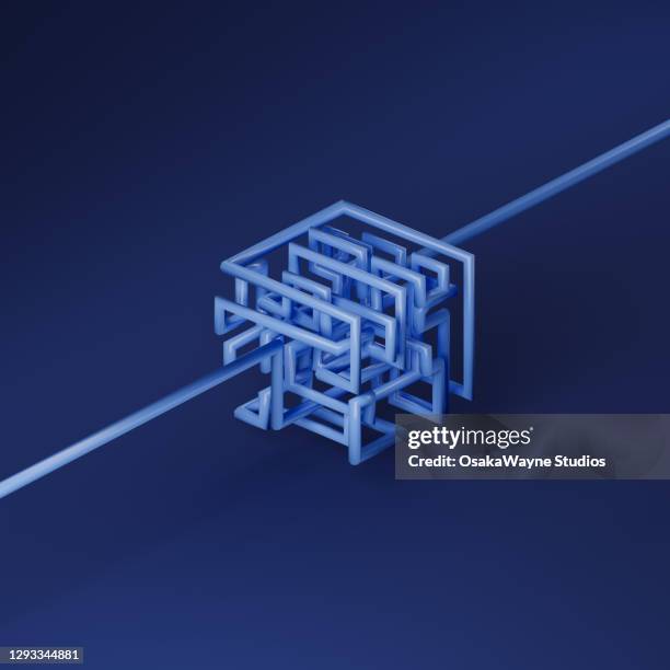 pipe forming a cube - abstract chaos stock pictures, royalty-free photos & images