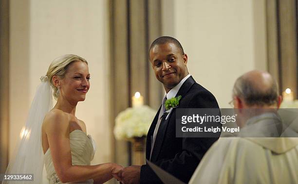 Sports anchor Lindsay Czarniak and MSNBC anchor and NBC News correspondent Craig Melvin get married on October 15, 2011 in Washington, DC.