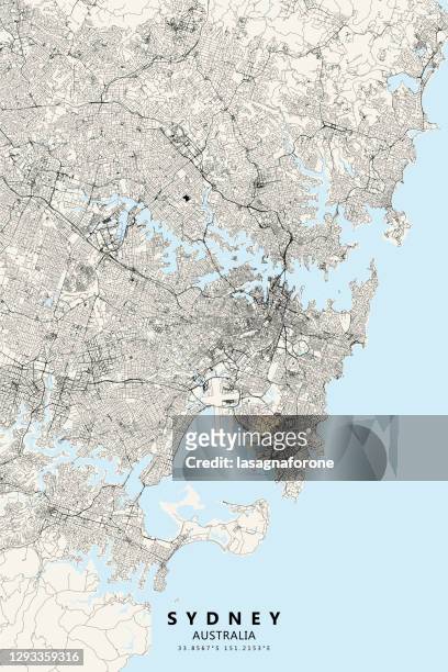 sydney, australia vector map - new south wales map stock illustrations