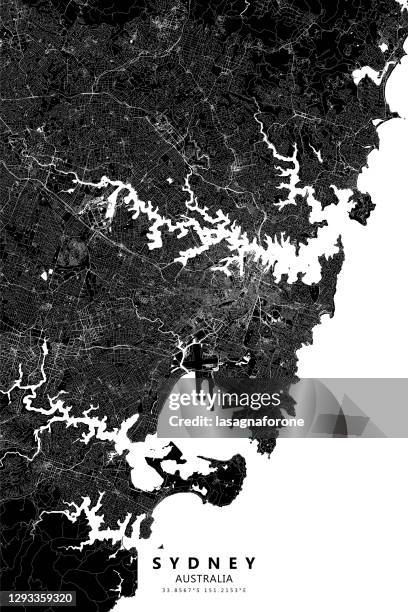 sydney, australia vector map - sydney map stock illustrations