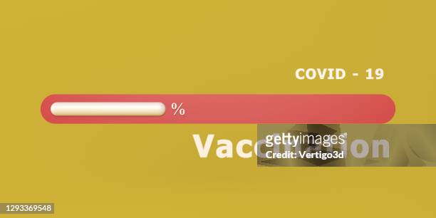 vaccination against coronavirus. 3d concept illustrating the progress of the vaccination process - progress bar stock pictures, royalty-free photos & images