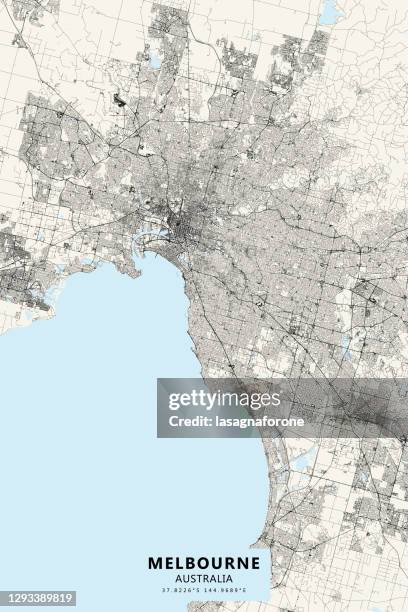 melbourne, victoria, australia vector map - melbourne map stock illustrations