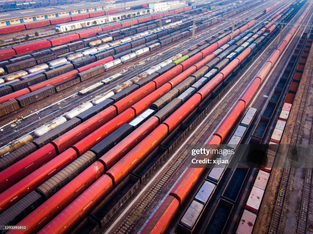 High Angle View Freight Train