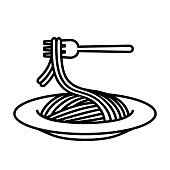 Icon lifting pasta with a fork