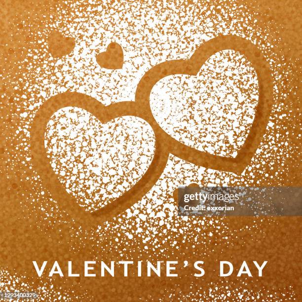 valentine’s day sugar powder - powdered sugar stock illustrations