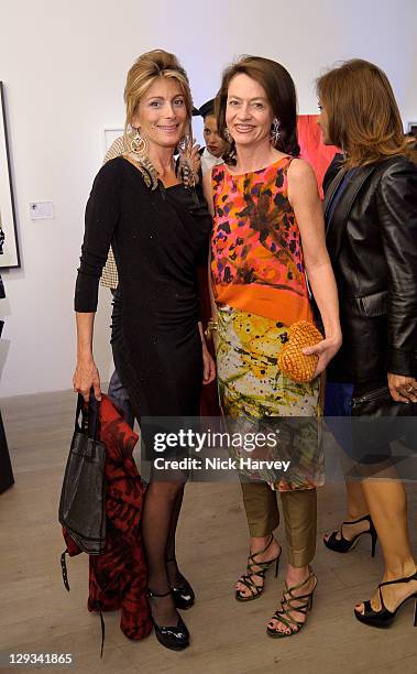 Marianne Sachs and Dr Corrinne Flick attend charity auction in aid of the Bianca Jagger Human Rights Foundation at Phillips de Pury And Company on...