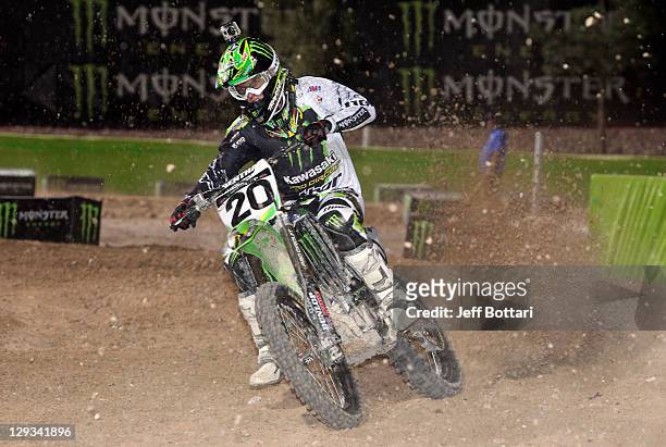 Broc Tickle, rider of the Monster Energy/Pro Circuit Kawasaki 450, races during Main Event 2 of the inaugural Monster Energy Cup on October 15, 2011...