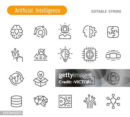 Artificial Intelligence Icons - Line Series - Editable Stroke Artificial Intelligence Icons - Line Series - Editable Stroke