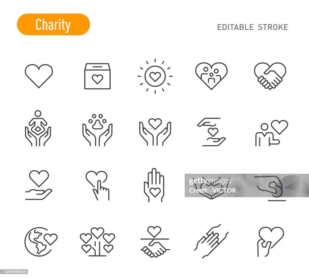 Icone di beneficenza - Serie Linea - Tratto modificabile