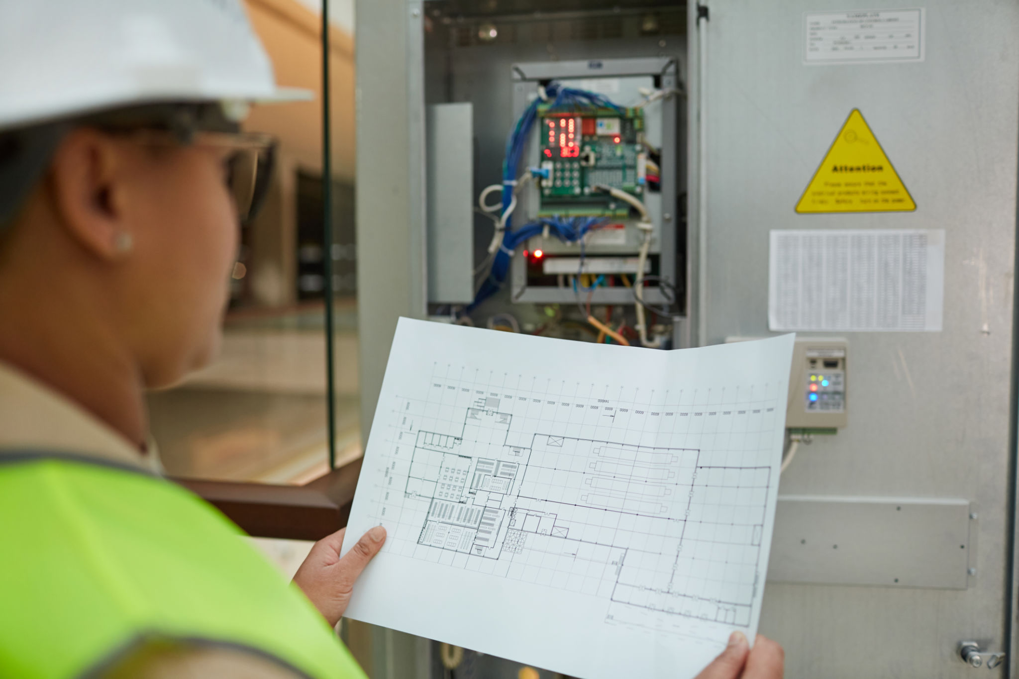 electrician reviewing plans