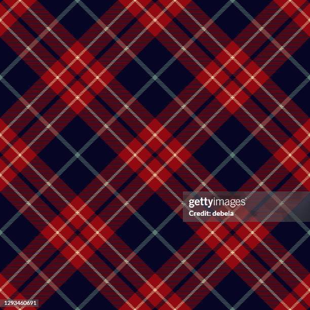 red blue argyle scottish tartan plaid textile pattern - tartan stock illustrations