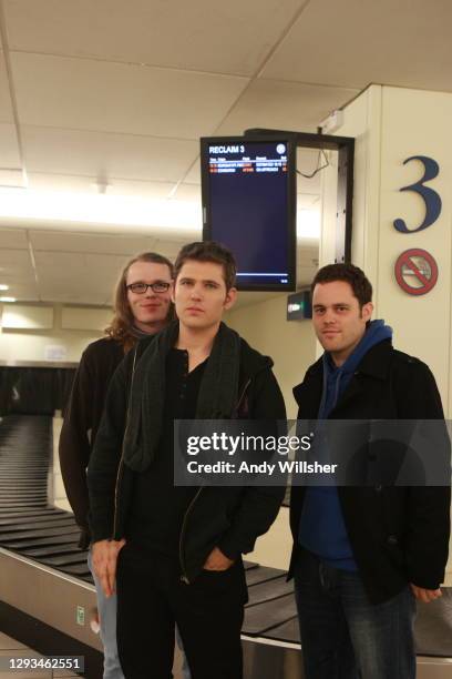 Pop band Scouting For Girls photographed at City Airport on a video shoot