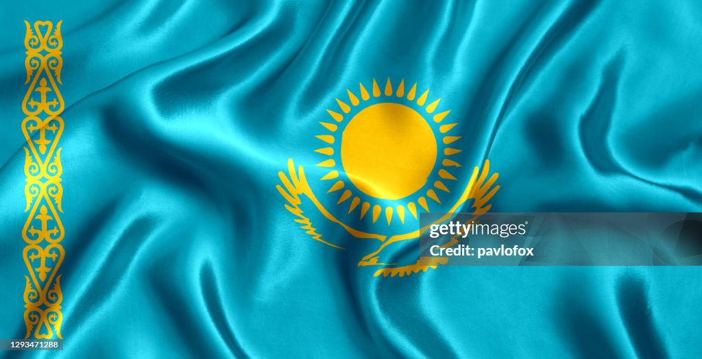 Flag of Kazakhstan silk