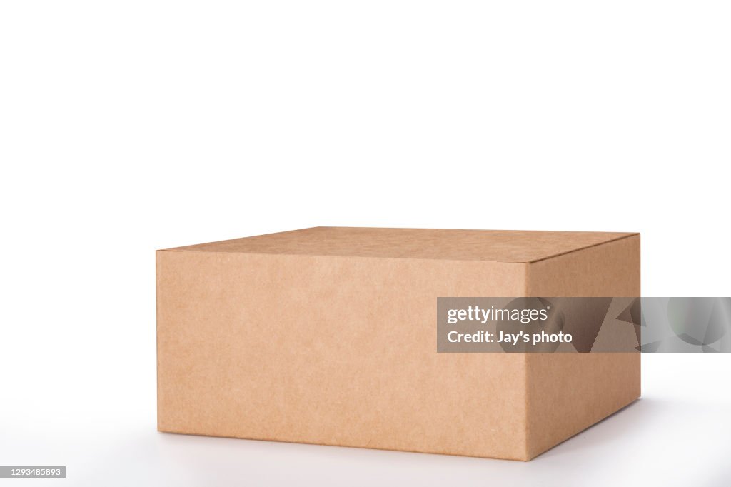 Close up of a Brown box on white background with clipping path