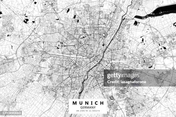 stockillustraties, clipart, cartoons en iconen met münchen, duitsland vector kaart - münchen